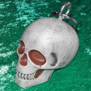 Skull #1 key ring - bone/brown