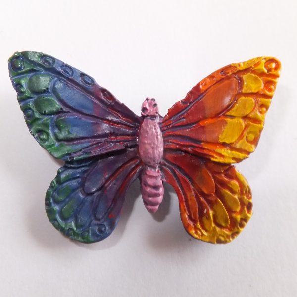 Butterfly #1 pin badge - rainbow